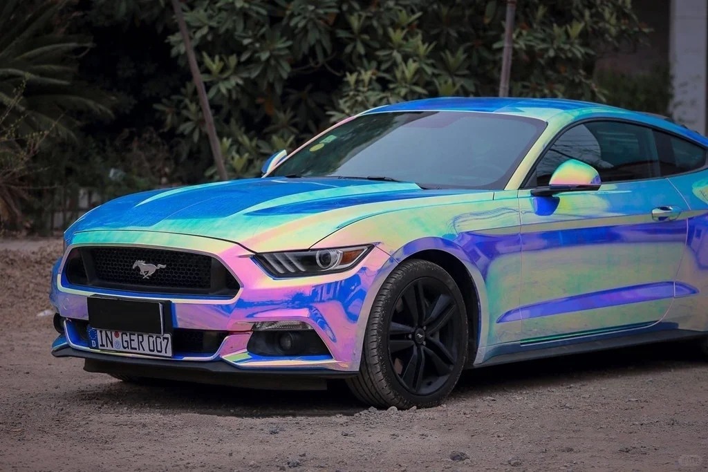 Gloss Holographic Rainbow Chrome Laser Electroplated Blue Car Vinyl Wrap 