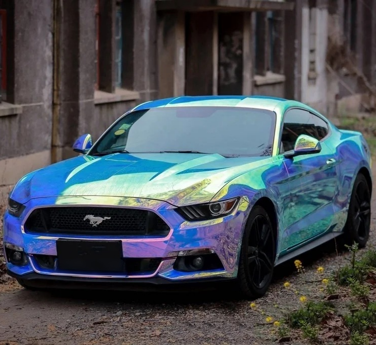 Gloss Holographic Rainbow Chrome Laser Electroplated Blue Car Vinyl Wrap 