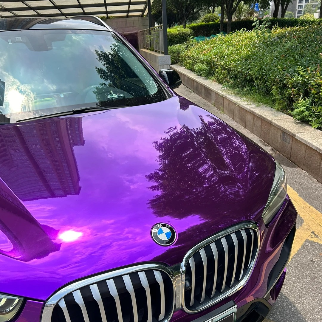 Gloss Mirror Chrome Purple Vinyl Wrap Car Vinyl Wrap PET