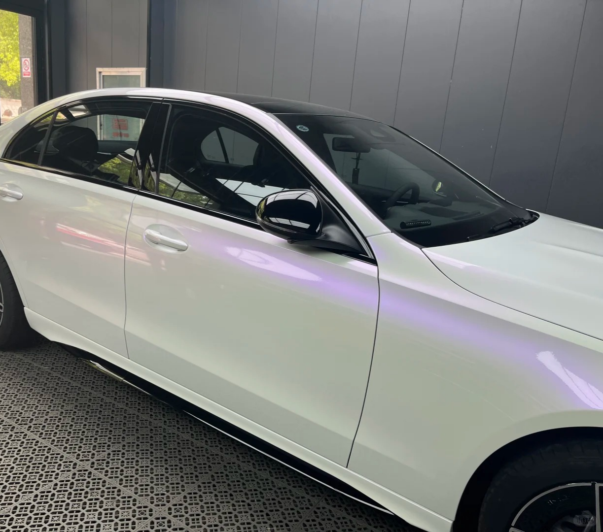 Gloss Chameleon Purple White Car Vinyl Wrap PET