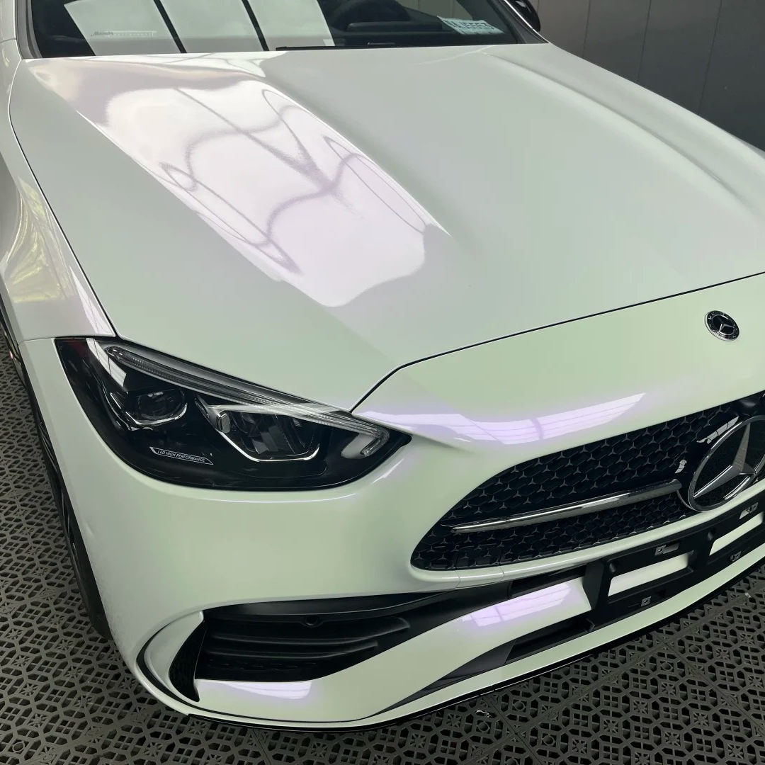 Gloss Chameleon Purple White Car Vinyl Wrap PET