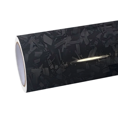 Gloss Cracks Black Forged Carbon Fiber Car Vinyl Wrap PET 01