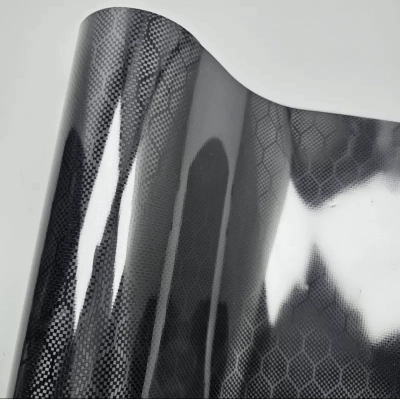 Gloss Honeycomb Carbon Fiber Black Car Vinyl Wrap PET  02
