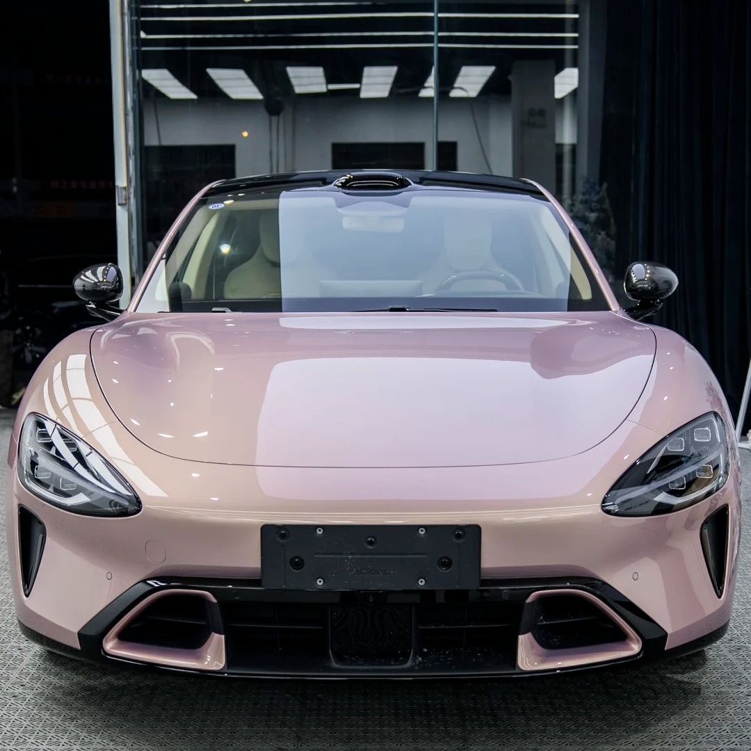 Gloss Metallic Gilded Rose Pink Car Vinyl Wrap PET