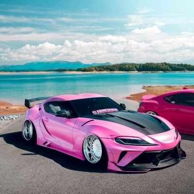 Glossy Metallic Shell Pink Car Vinyl Wrap PET 02