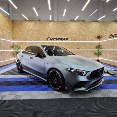 Ultra Matte Metallic Grey Blue Car Vinyl Wrap |Gray Blue Car Wrap PET 02