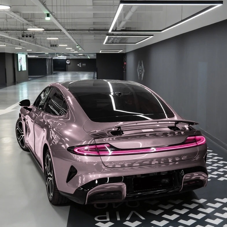 Gloss Liquid Taupe Pink Car Vinyl Wrap PET