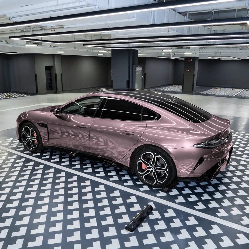 Gloss Liquid Taupe Pink Car Vinyl Wrap PET