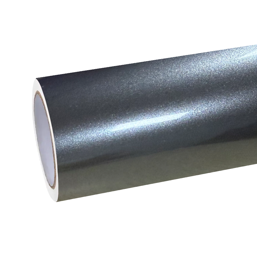 Gloss Metallic Steel Grey Car Vinyl Wrap PET