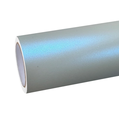 Matte Metallic Chameleon Silver Blue Car Vinyl Wrap PET 01