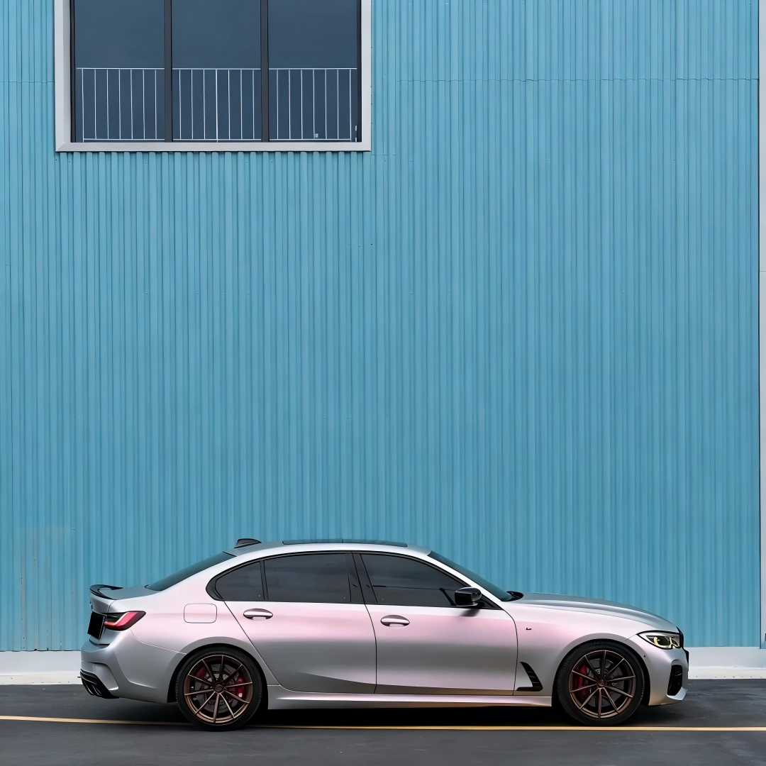 Matte Metallic Chameleon Silver Pink Car Vinyl Wrap PET