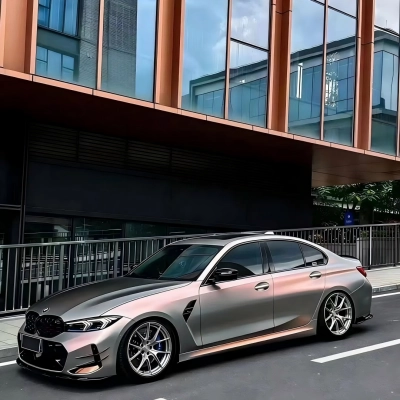 Matte Metallic Chameleon Silver Pink Car Vinyl Wrap PET 02