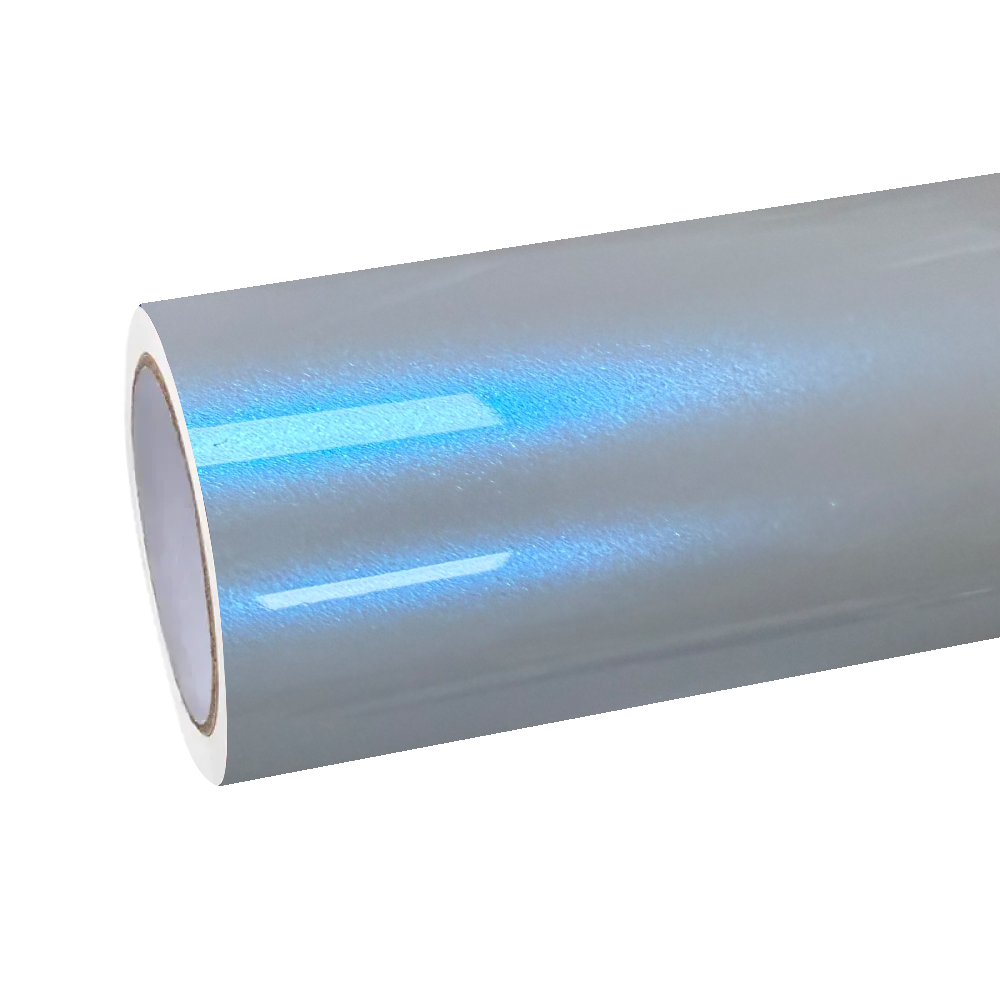 Ultra Gloss Metallic Chameleon Silver Blue Car Vinyl Wrap PET