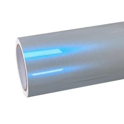 Ultra Gloss Metallic Chameleon Silver Blue Car Vinyl Wrap PET 01