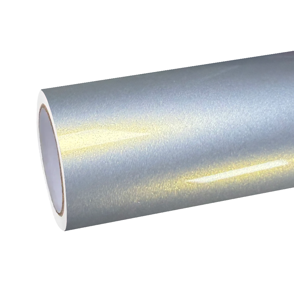 Ultra Gloss Metallic Chameleon Silver Gold Car Vinyl Wrap PET