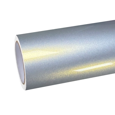 Ultra Gloss Metallic Chameleon Silver Gold Car Vinyl Wrap PET 01