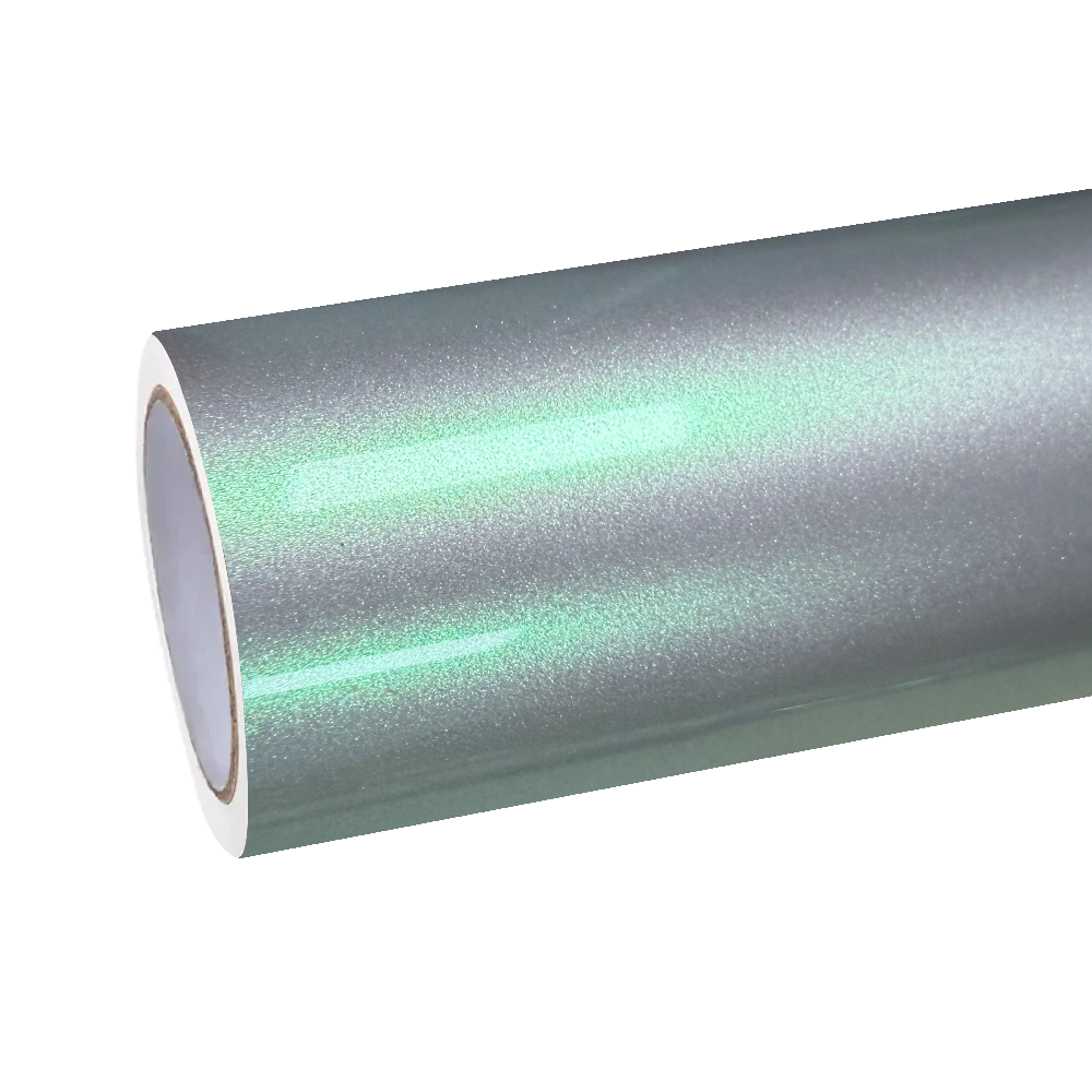 Ultra Gloss Metallic Chameleon Silver Green Car Vinyl Wrap PET