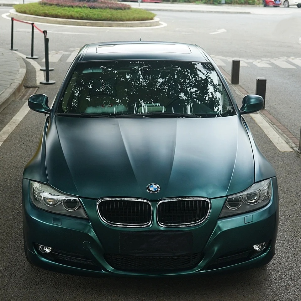 Matte Metallic Dark Green Car Vinyl Wrap Forest Green Wrap