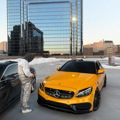 Gloss Metallic Golden Yellow Car Vinyl Wrap PET 02