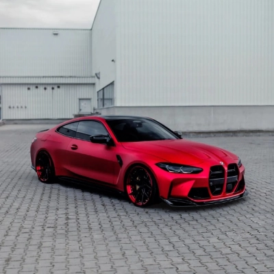 Matte Chrome Apple Red Car Vinyl Wrap PET 02