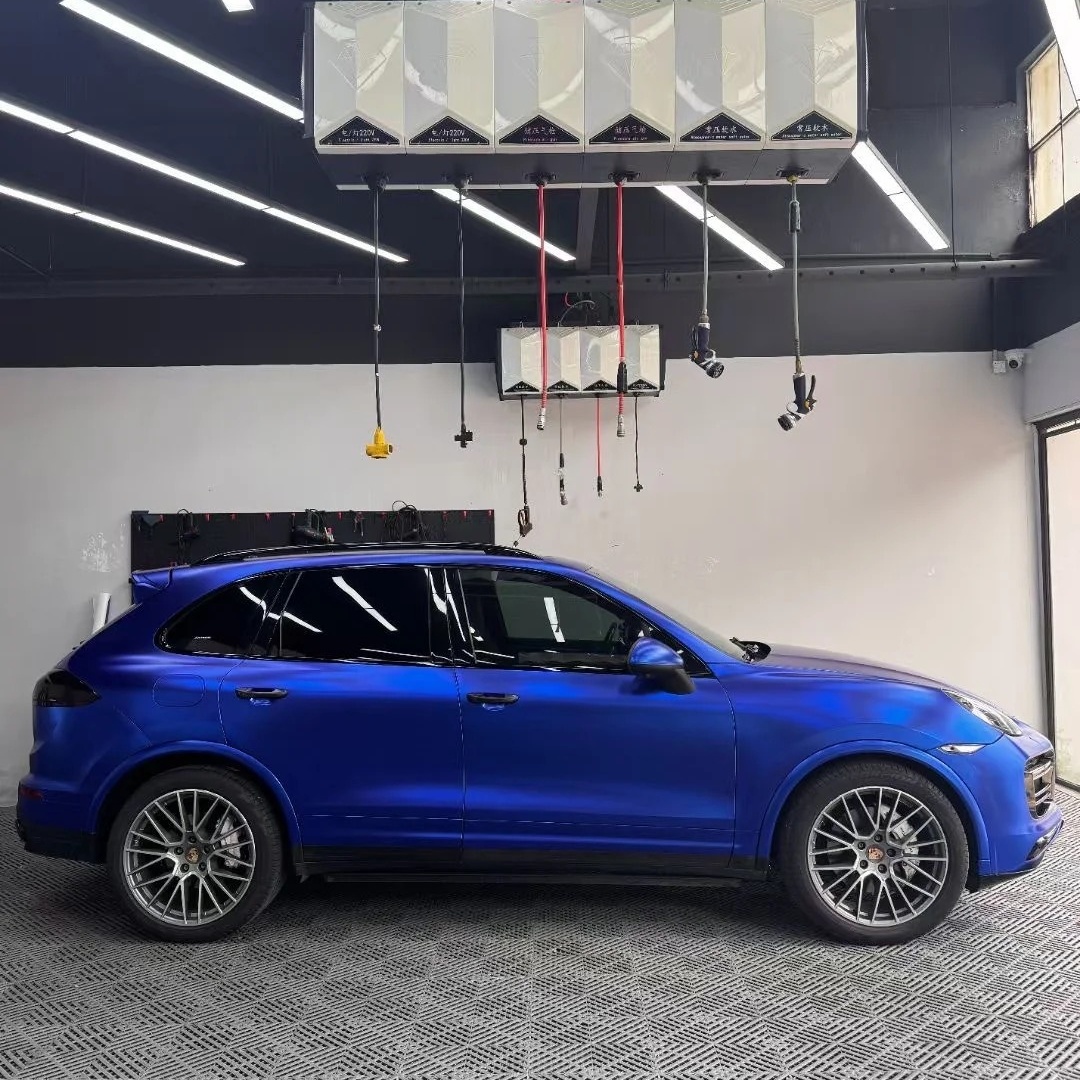 Matte Metallic Satin Chrome Blue Car Vinyl Wrap PET