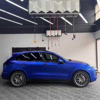 Matte Metallic Satin Chrome Blue Car Vinyl Wrap PET 02