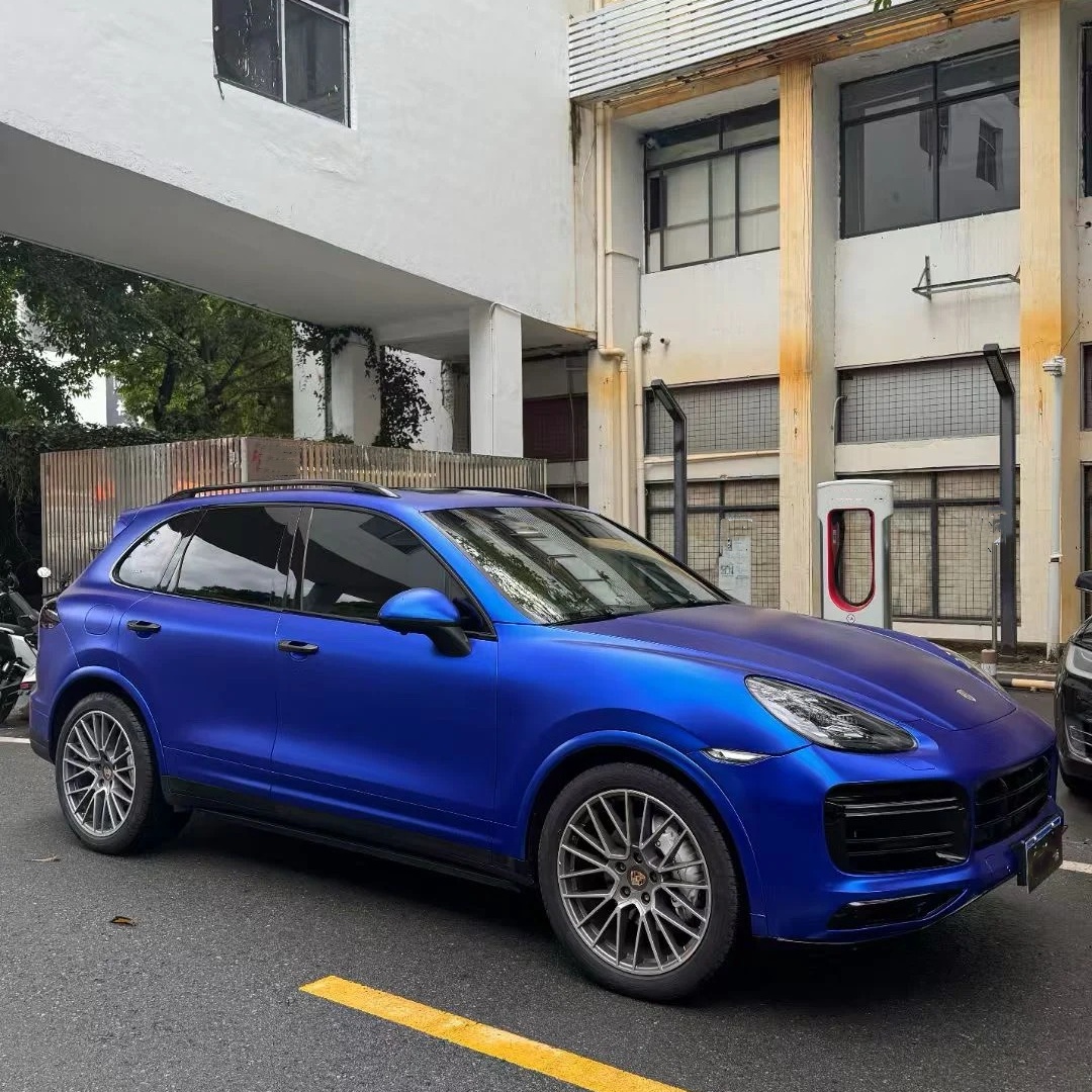 Matte Metallic Satin Chrome Blue Car Vinyl Wrap PET