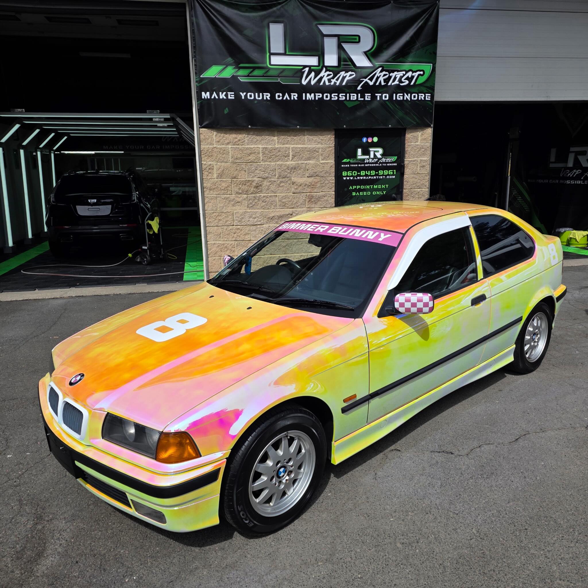 Gloss Rainbow Chrome Holographic Pink Car Vinyl Wrap