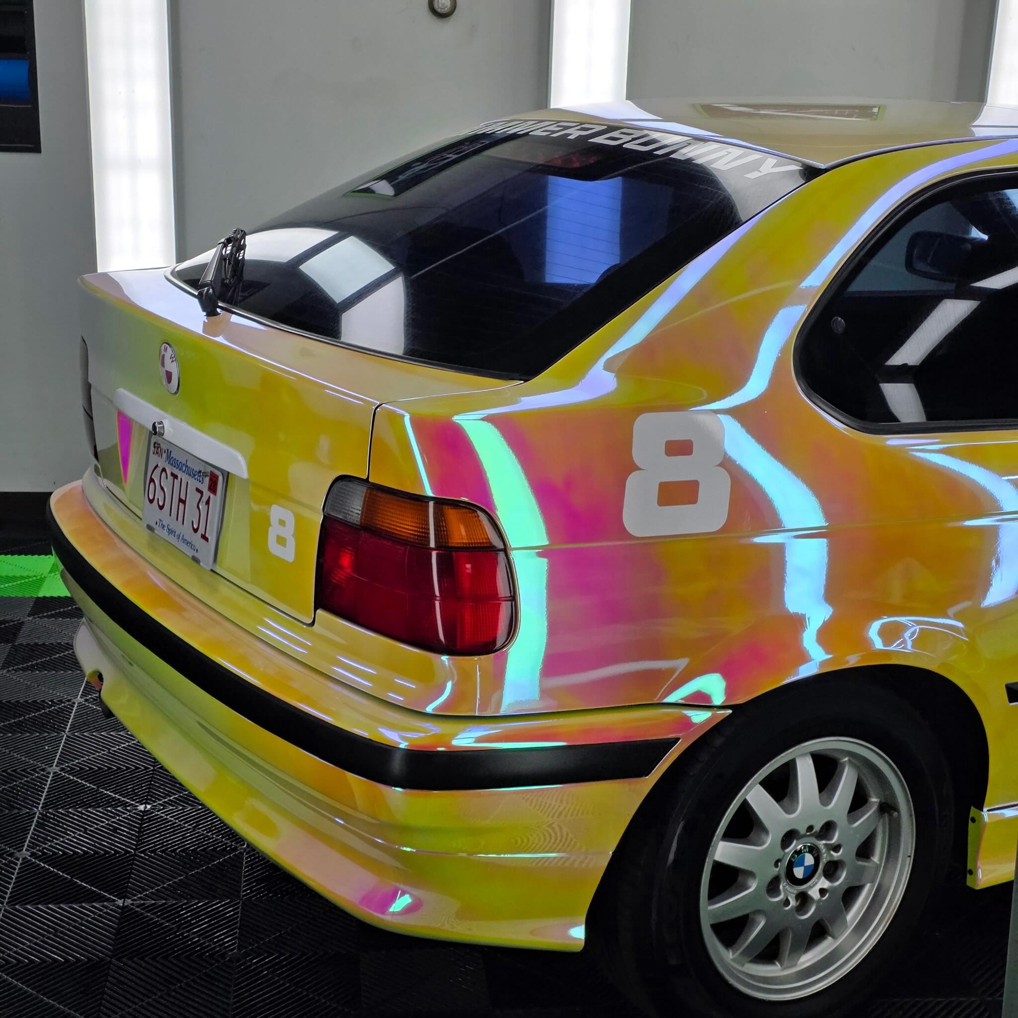 Gloss Rainbow Chrome Holographic Pink Car Vinyl Wrap