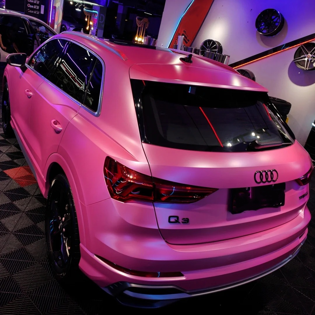 Matte Metallic Satin Princess Pink Car Vinyl Wrap PET