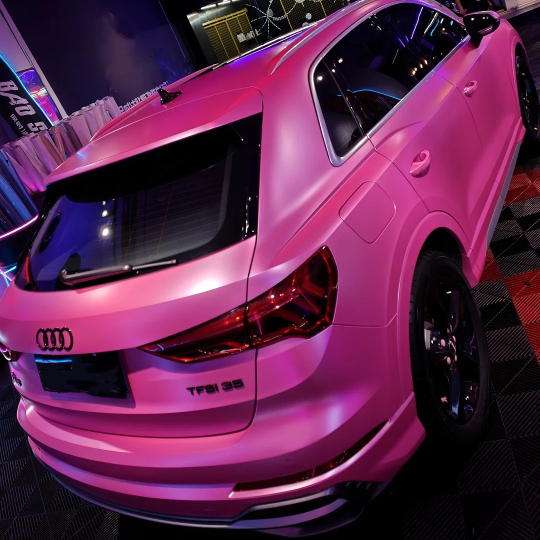 Matte Metallic Satin Princess Pink Car Vinyl Wrap PET