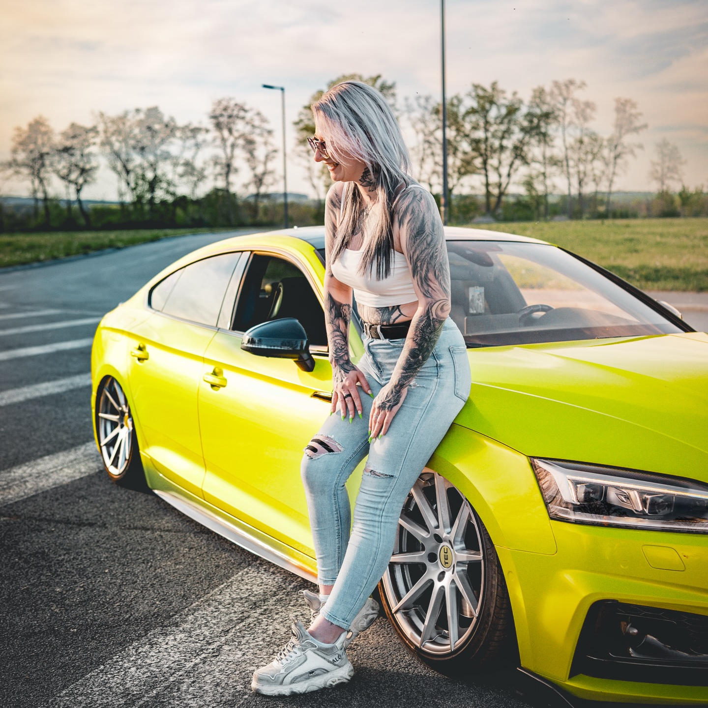  Neon Yellow Car Vinyl Wrap