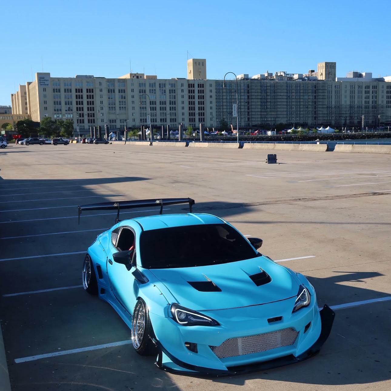 Blue custom car wraps on gtr