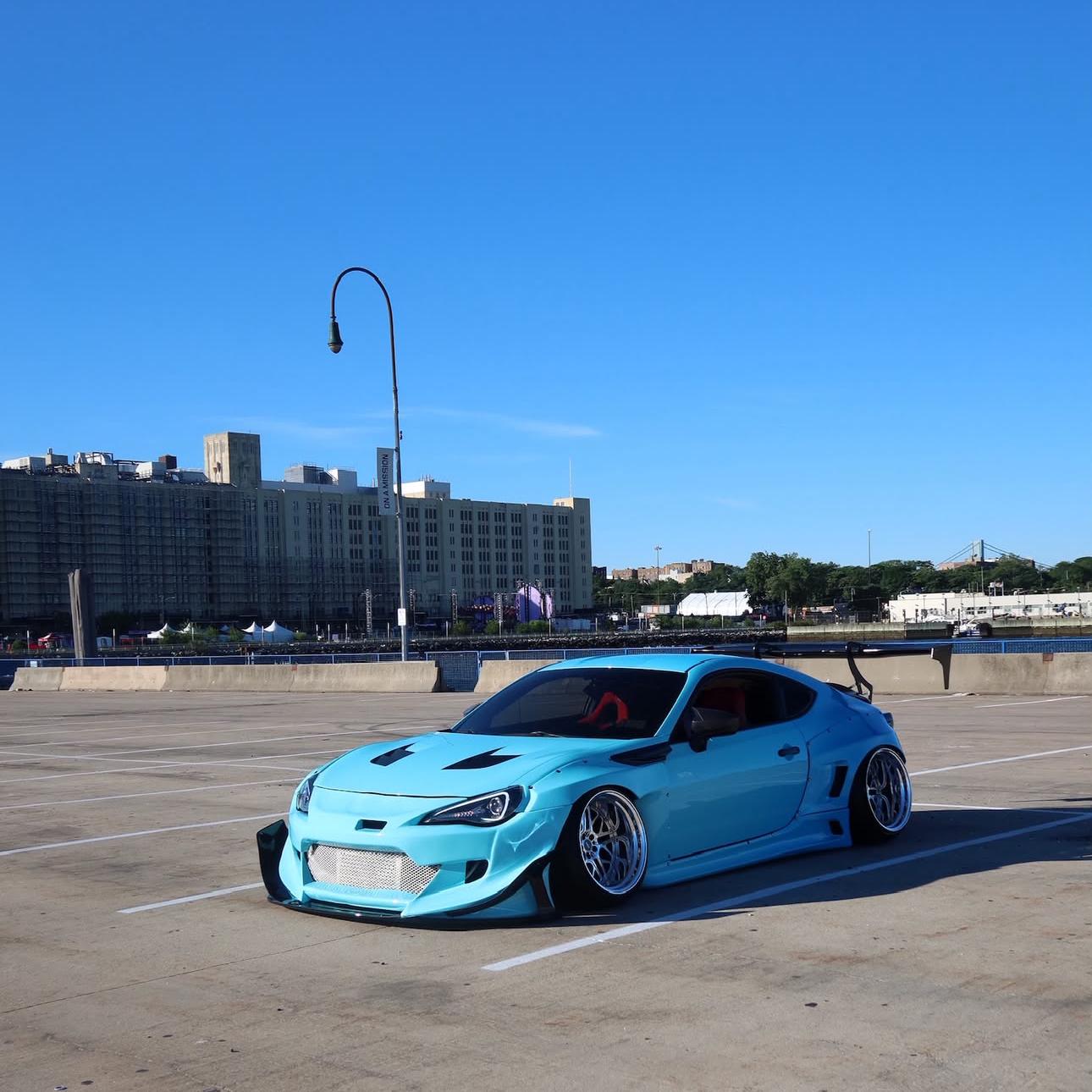 brz wrapped in light blue to dark blue gradient vinyl wrap