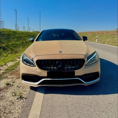 Matte Diamond Glitter Gold Car Vinyl Wrap 02