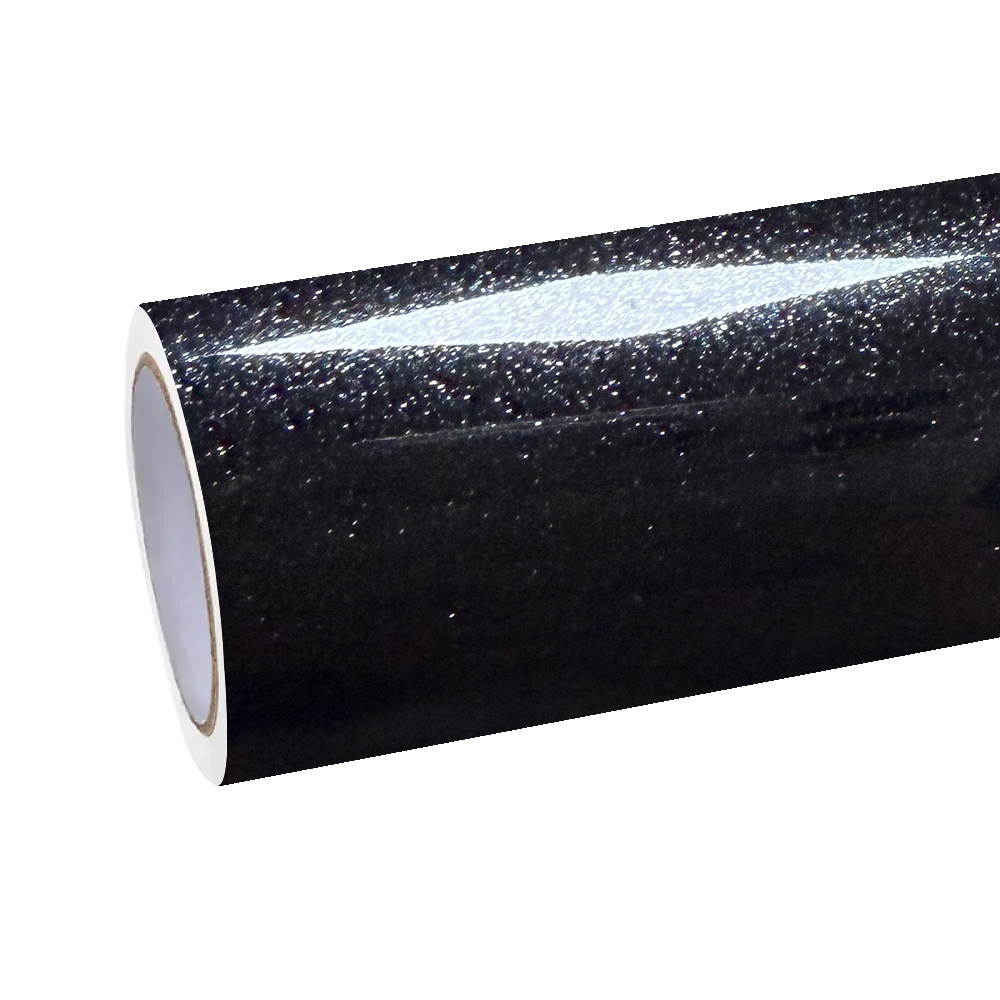 Gloss Metallic Sparkle Glitter Black Car Vinyl Wrap