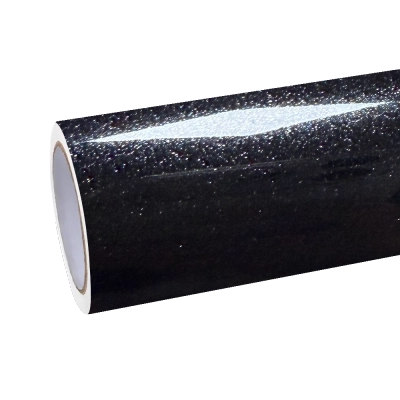 Gloss Metallic Sparkle Glitter Black Car Vinyl Wrap 01