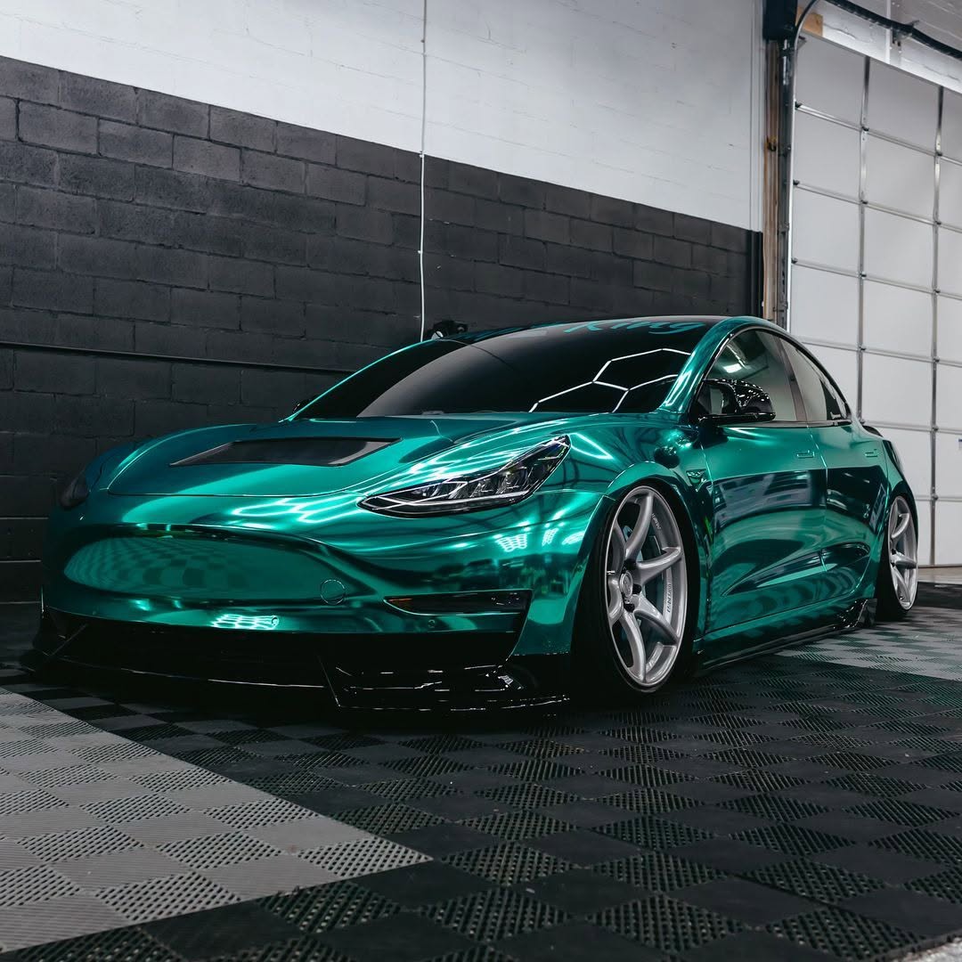 Gloss Mirror Chrome Green Car Vinyl Wrap PET