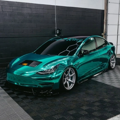 Gloss Mirror Chrome Green Car Vinyl Wrap PET 02