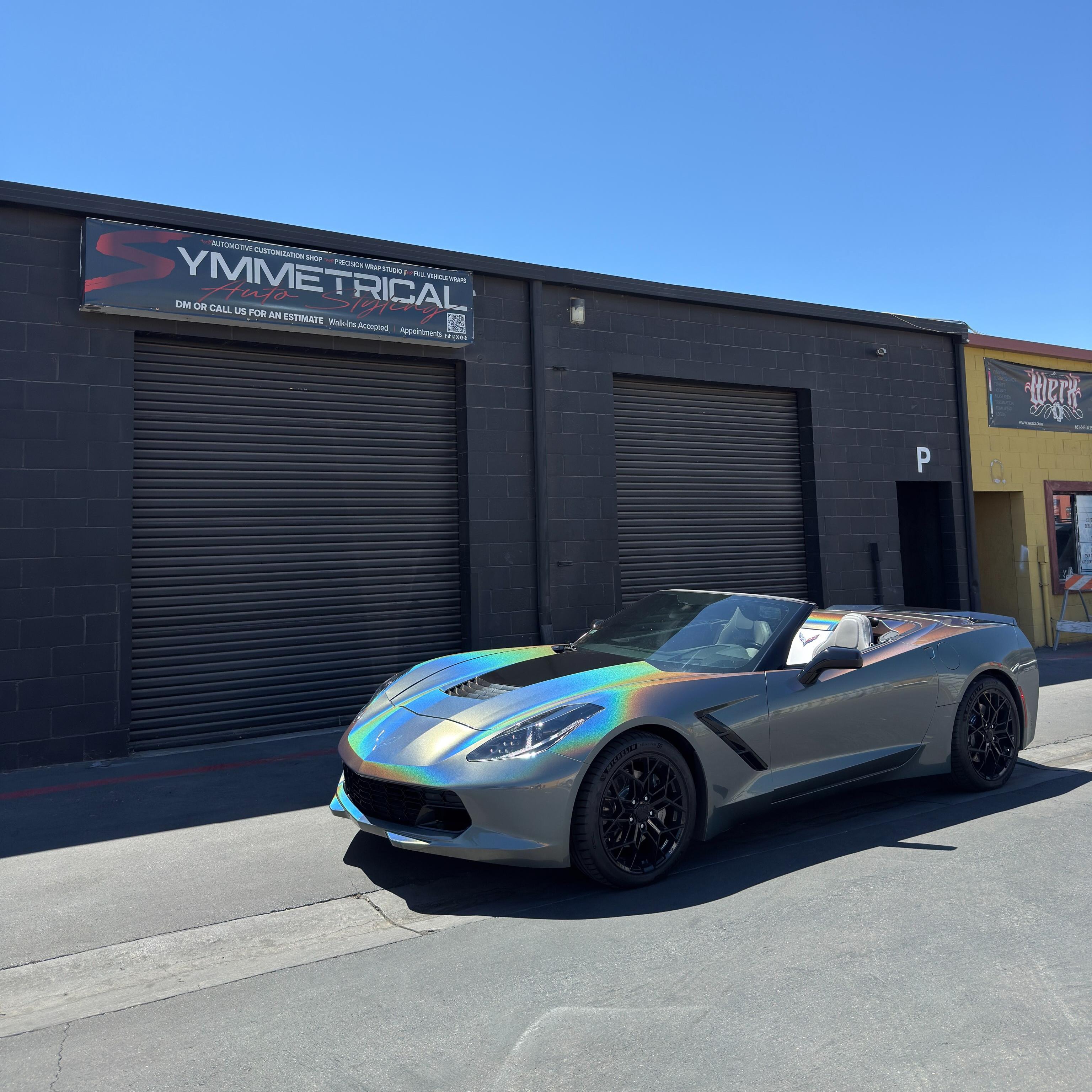 Gloss Metallic Rainbow Laser Grey Car Vinyl Wrap PET