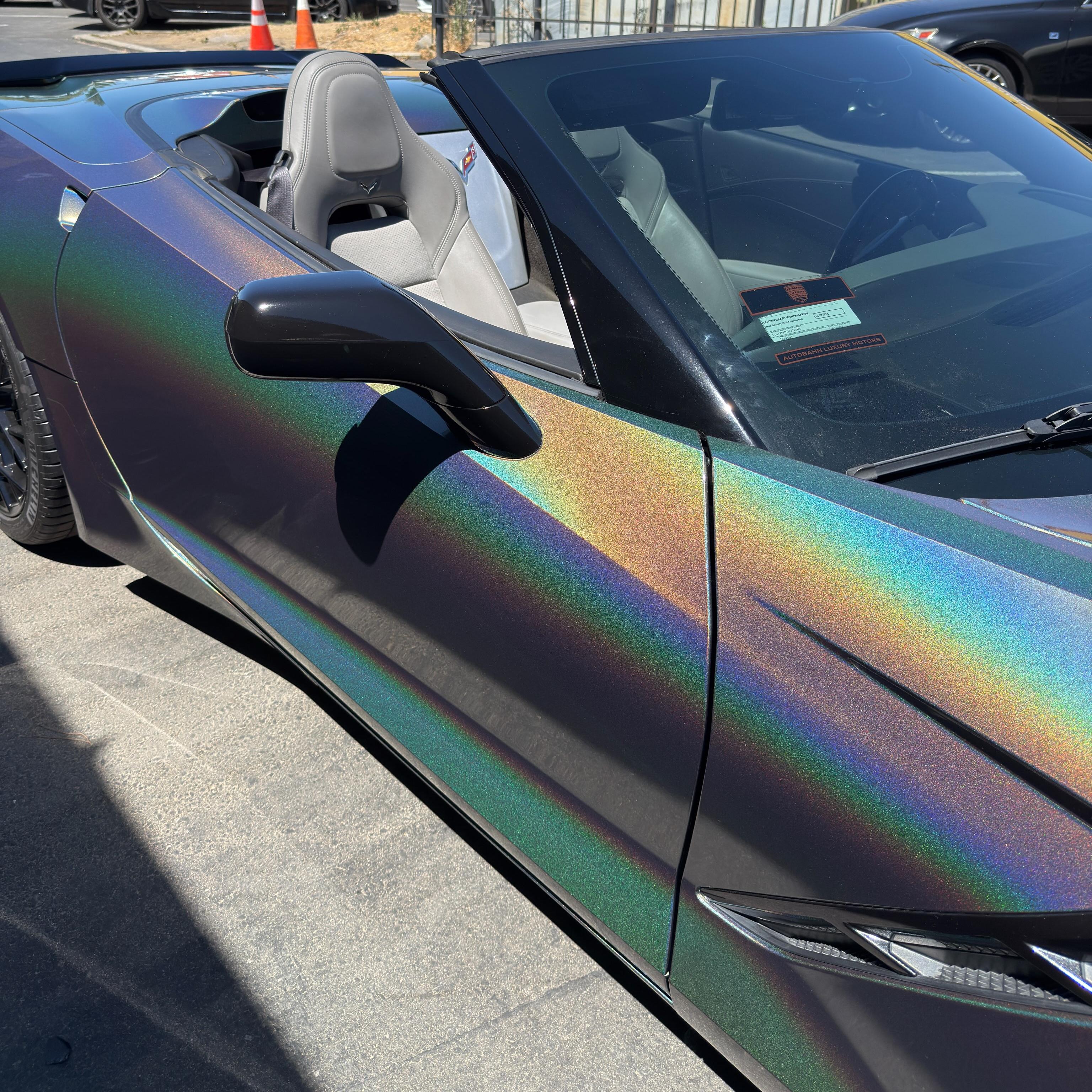 Gloss Metallic Rainbow Laser Grey Car Vinyl Wrap PET