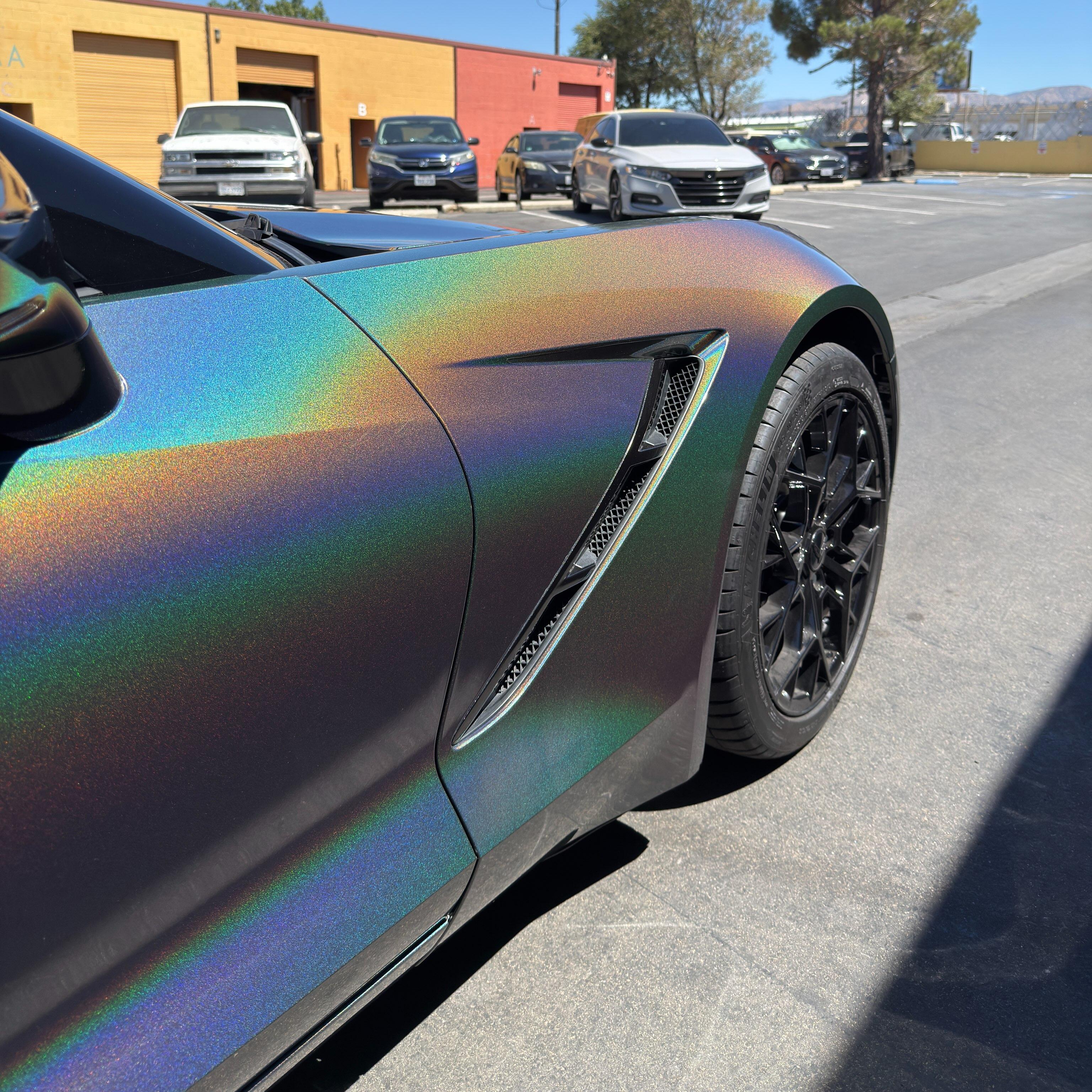 Gloss Metallic Rainbow Laser Grey Car Vinyl Wrap PET