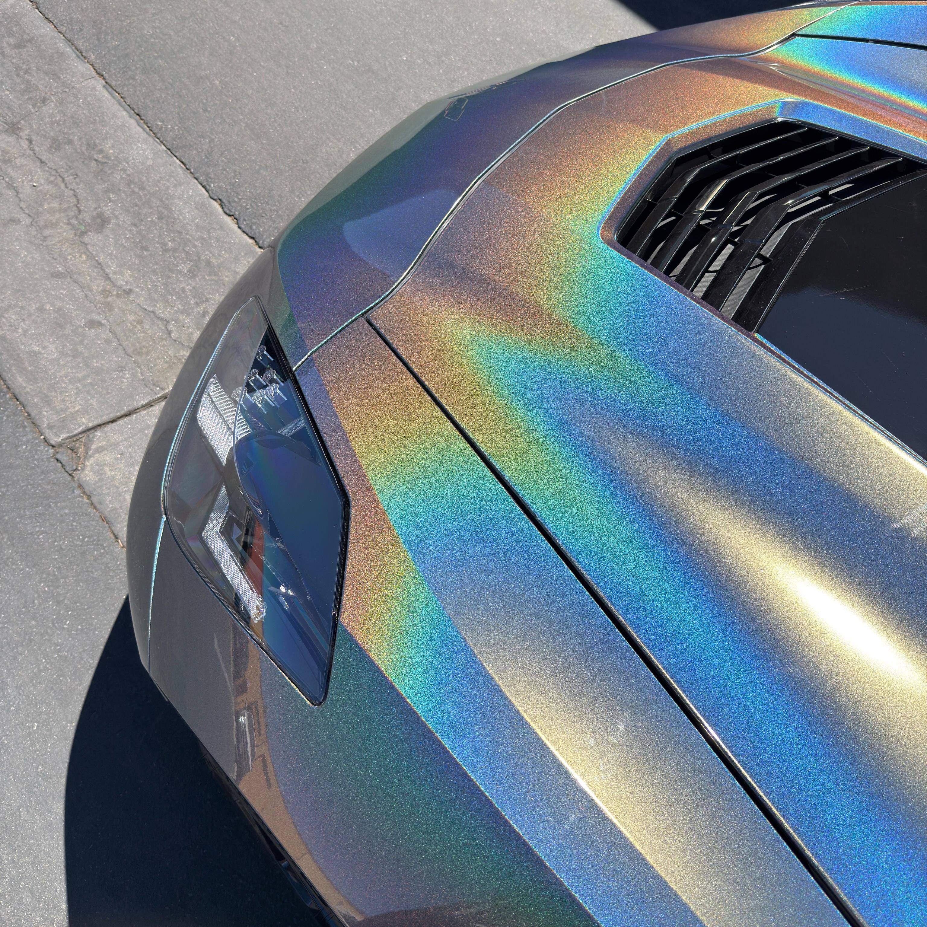 Gloss Metallic Rainbow Laser Grey Car Vinyl Wrap PET