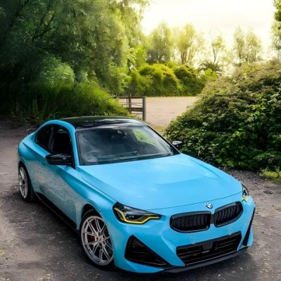 Gloss Light Sky Blue Car Vinyl Wrap PET 02