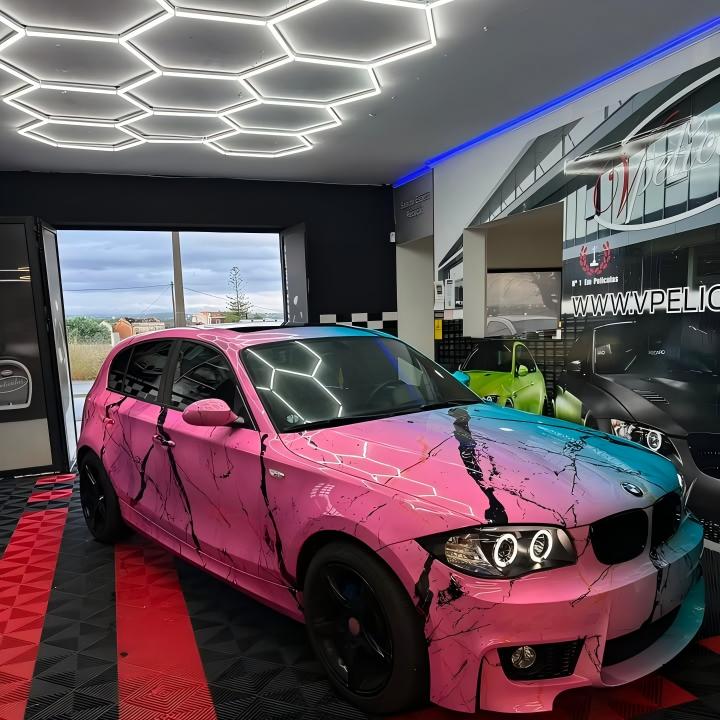ALUKOVINYL  Pink to Blue Gradient Marble Print Custom Car Wrap 
