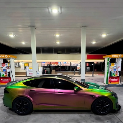 TPU Gloss Metallic Chameleon Pink Colored PPF | Neon Iridescent Paint Protection Film 01