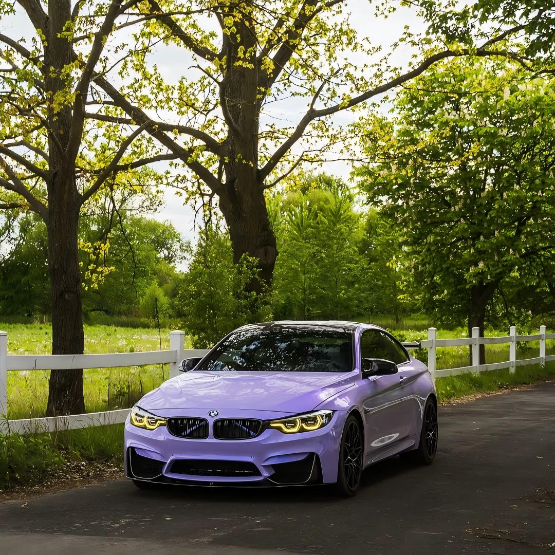 Macaron Lavender Purple Car Vinyl Wrap on Bmw