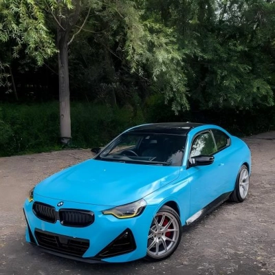 Gloss Light Sky Blue Car Vinyl Wrap PET 02