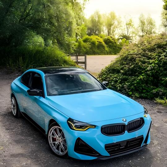 Gloss Light Sky Blue Car Vinyl Wrap on CAR