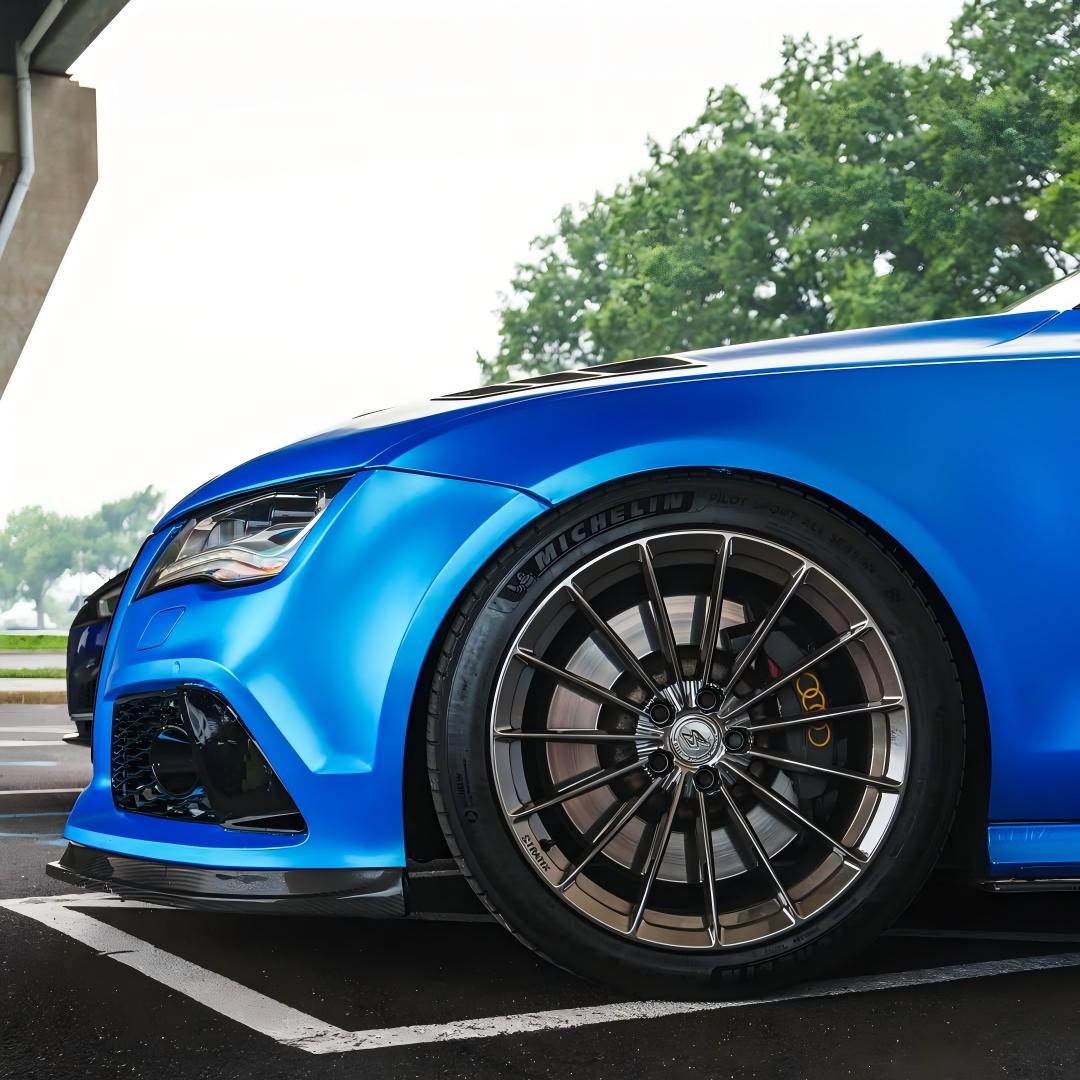 Matte Metallic Azure Blue Car Vinyl Wrap | Premium Auto Wrap